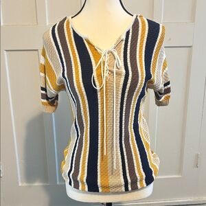 Frame Denim Multicolor Striped Lace-Up Tee